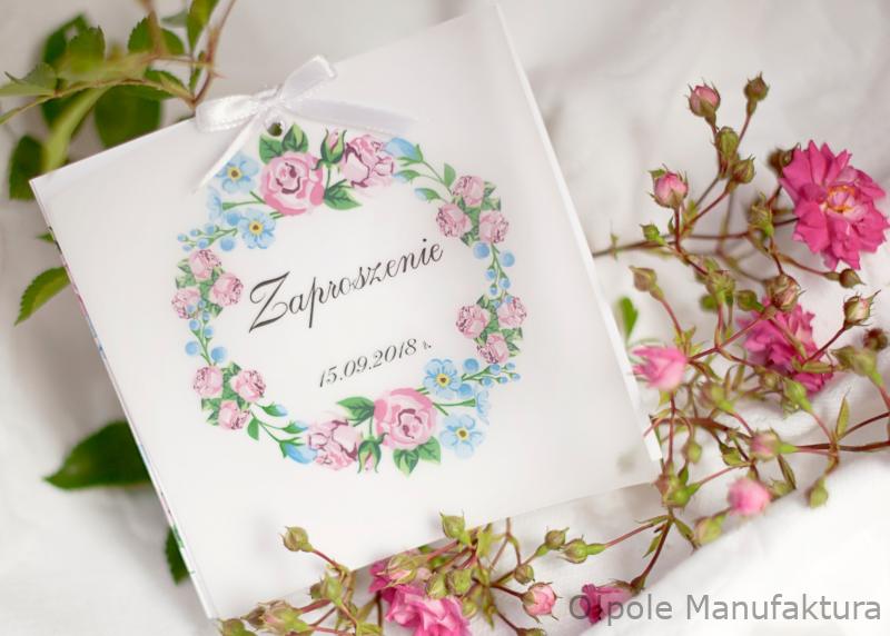zaproszenie ślubne kwiatowy wianek