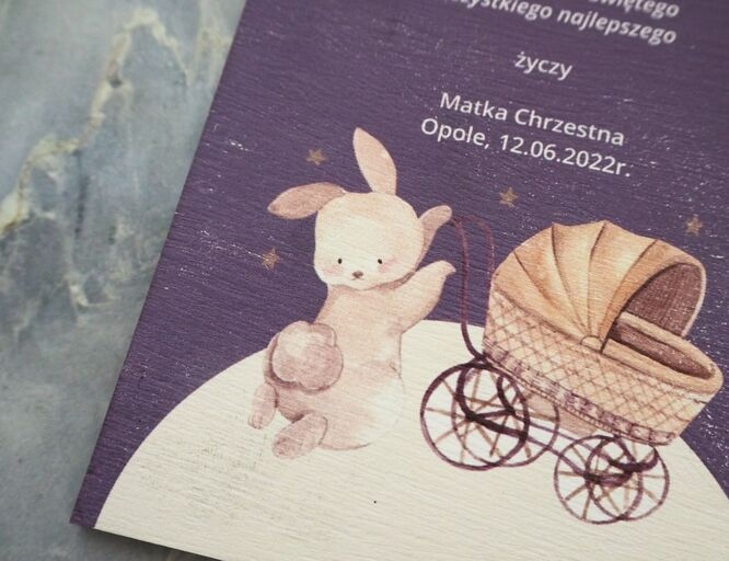 Drewniana kartka z życzeniami 10×14,5 cm – personalizowana | nadruk UV (pamiątka na lata) - obrazek 2